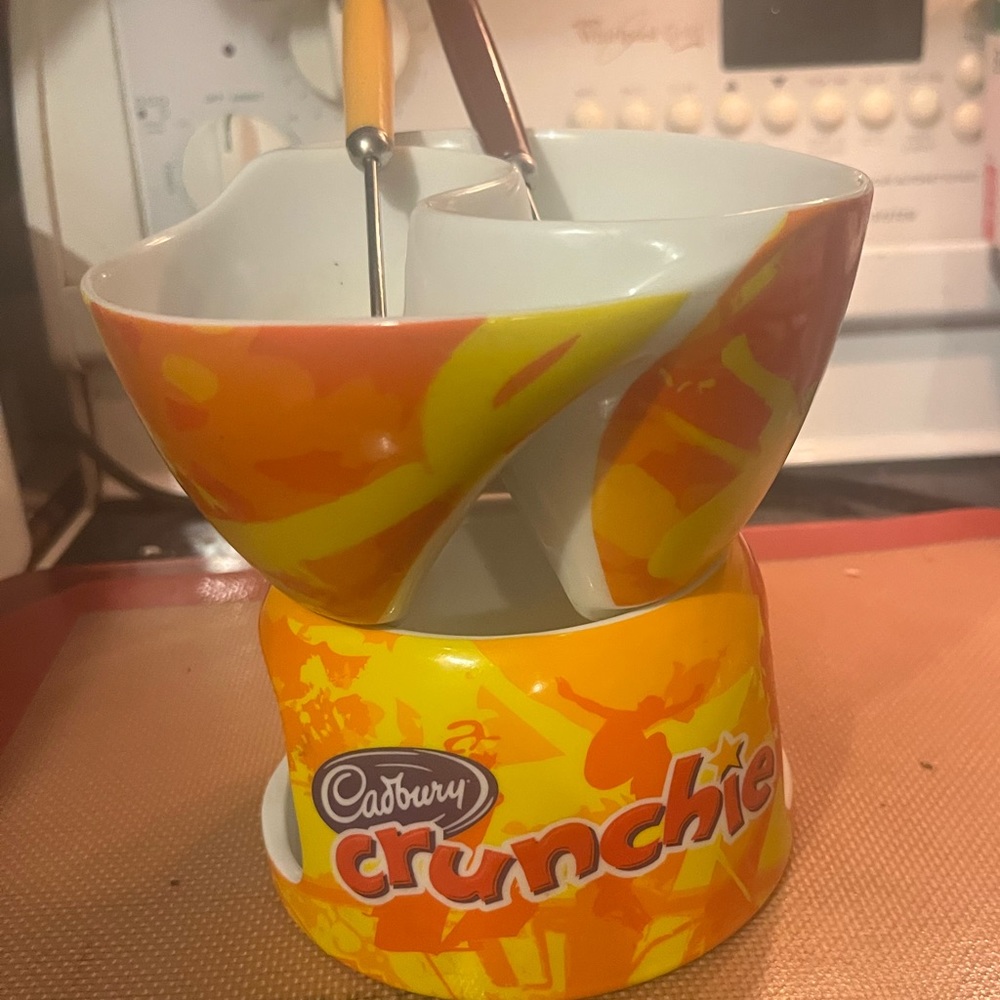 “Cadbury Crunchie” Ceramic Twin Bowl Fondue Set